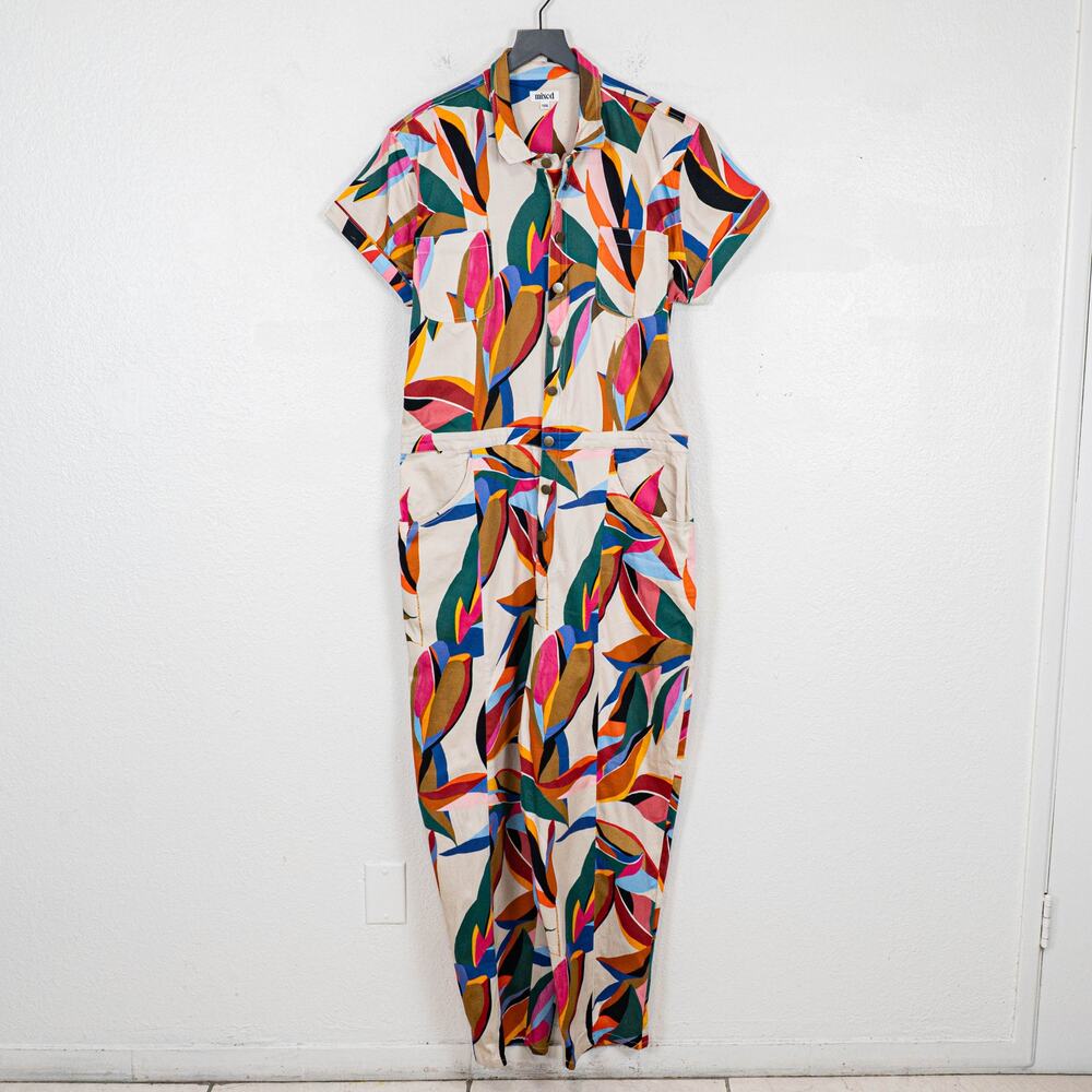 Mixed by Nasrin Classic Jumpsuit in abstract tropical print TXXXL - Picture 2 of 12